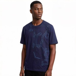 T-shirt in cotone a doppio filato stile street con ricamo lettera <span class=keywords><strong>H</strong></span>, vestibilità ampia versatile, unisex, a maniche corte - Product Image 2