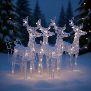 Renos y trineo inflables de acrílico con 240 luces LED, decoración navideña para exteriores, para decoración de jardín en días festivos. - Product Image 2