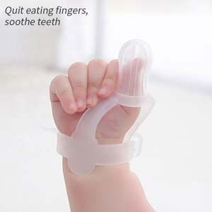 OEM/ODM 8.5x2cm 2022 nouveau Design <span class=keywords><strong>de</strong></span> doigt empêche les bébés <span class=keywords><strong>de</strong></span> mordre les doigts poignet réglable jouet <span class=keywords><strong>de</strong></span> <span class=keywords><strong>dentition</strong></span> en Silicone - Product Image 1