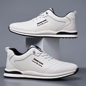 Superichuo – Baskets décontractées en cuir pour hommes, à lacets, semelle plate en caoutchouc, motif géométrique, durables, toutes saisons, chaussures de marche - Product Image 3