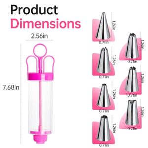 Injecteur d'œufs au fromage avec 6 embouts en acier inoxydable, pistolet à crème réutilisable pour garnir les œufs, idéal pour cupcakes, biscuits et pâtisseries - Product Image 2