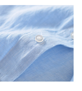 Summer <strong>High</strong> Quality Breathable Soft Short Sleeve Solid <strong>Mandarin</strong> <strong>Collar</strong> Men Cotton Linen <strong>Shirt</strong> - Product Image 6