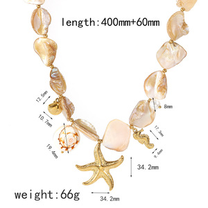 Seashell Starfish Stainless Steel <b>Bracelet</b> Necklace <b>Set</b> For Women Ocean Style Jewelry Party Accessories - Product Image 4