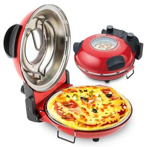 Horno <span class=keywords><strong>de</strong></span> <span class=keywords><strong>Pizza</strong></span> Eléctrico <span class=keywords><strong>de</strong></span> 12 Pulgadas para Encimera, con Piedra Cerámica, Color Rojo, con Soporte en Francés para Uso Doméstico - Product Image 1