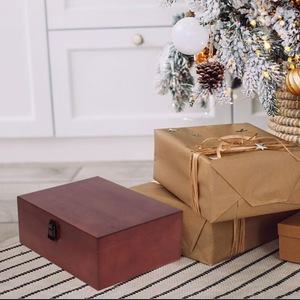Wooden Storage <b>Box</b> Rectangular With Lock For Jewelry Desktop Home Use <b>Pine</b> Material Big Capacity - Product Image 1
