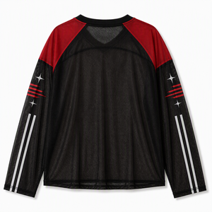 เสื้อเจอร์ซีย์ตาข่ายแขนยาวทรงโอเวอร์ไซส์สำหรับผู้หญิง สไตล์ฟุตบอล Y2K สตรีทแวร์ เสื้อสำหรับวันแข่งขัน - Product Image 2