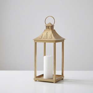 Latest Hot Selling Christmas Collection <b>Brass</b> Antique Metal Candle <b>Lantern</b> with Embossed Tree Design - Product Image 4