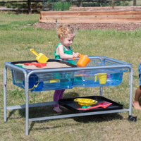 Table d'extérieur pour jeux aquatiques et de sable Montessori pour enfants, avec accessoires de versement et de pioche, pour terrasse, jardin, crèche et école maternelle