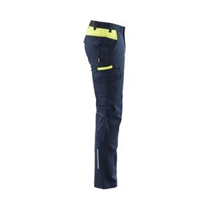 BLAKLADER - 144818328633D112 Pantalones industriales elásticos con bolsillos para rodilleras Azul marino oscuro/Amarillo PANTALÓN DE TRABAJO - Product Image 3
