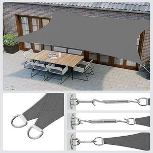 Voile d'ombrage rectangulaire imperméable en polyester 4m x 4m avec protection UV à 98% en polyester pour patio extérieur et jardin - Product Image 3