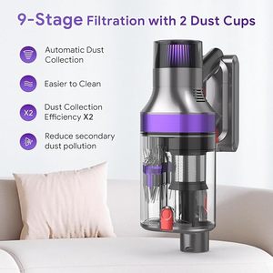 S702 Cordless Stick Vacuum <b>Cleaner</b> 38Kpa LED Touch <b>Screen</b> Rechargeable Battery Dry Filter Household Hotel Use 480W LED Touch Scr - Product Image 4