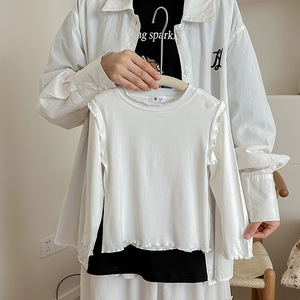 Último Diseño en <span class=keywords><strong>Blusas</strong></span> <span class=keywords><strong>de</strong></span> <span class=keywords><strong>Manga</strong></span> <span class=keywords><strong>Larga</strong></span> <span class=keywords><strong>para</strong></span> <span class=keywords><strong>Niñas</strong></span> Pequeñas, Blusa Infantil <span class=keywords><strong>de</strong></span> Color Sólido con Volantes, Camisetas <span class=keywords><strong>para</strong></span> <span class=keywords><strong>Niñas</strong></span> - Product Image 6