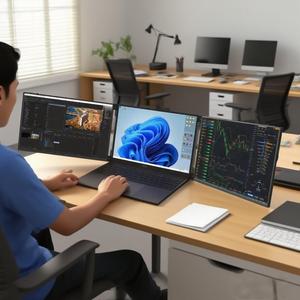 Foldable <strong>Dual</strong> Portable Monitors 14/15/16 Inch Matte Screen Aluminum Alloy <strong>Dual</strong> Monitor Portable for Laptop/Phone - Product Image 2
