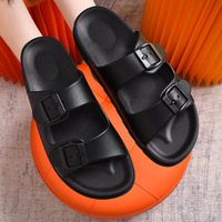Chaussures d'été de plage Pantoufles à semelle épaisse à double boucle Sandales antidérapantes De Luxe Pour Femmes