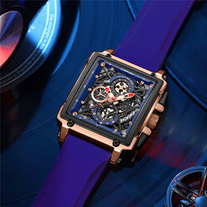 Montre pour homme CRRJU 2312, boîtier en alliage, cadran en verre, design ajouré, étanche, quartz, bracelet en acier inoxydable, style business. - Product Image 2