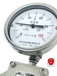 Termometer Bimetal Industri dengan Transmisi Jarak Jauh Pt100 RTD Pengukur Suhu Bimetalik Baja Tahan Karat Keluaran 4-20mA - Product Image 1