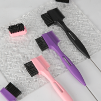 Ensemble de 3 brosses de contrôle des bords pour perruques en dentelle, avec tête remplaçable, marque privée, personnalisable