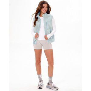 Gilet en polaire Sherpa rayé pour femme FOXA, col montant, sans manches, fermeture éclair intégrale, poche avant, vêtements d'automne et d'hiver - Product Image 3