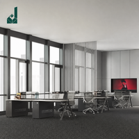 Poste de travail modulaire moderne et durable en aluminium mat avec pieds en Y, écran de confidentialité et gestion des câbles pour bureau