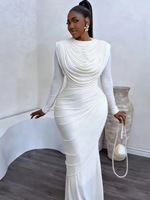 Robe moulante à manches longues et col rond pour femme, style européen et américain, nouvelle collection été, élégante