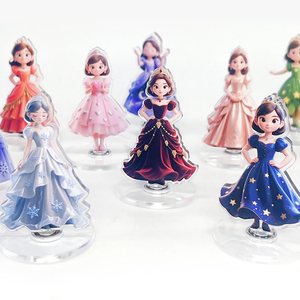 Porte-cartes rotatif créatif personnalisé, motif dessin animé mignon, en acrylique, ornement de bureau, accessoire transparent Princesse - Product Image 1