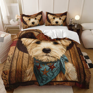 Niedliches Hundemuster Digital-Druck Polyester Bettwäsche-Set, Bettbezug & Kissenbezüge - Product Image 3