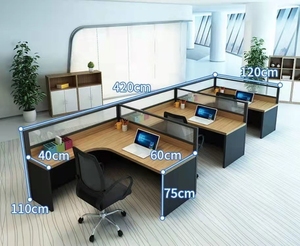 Combinación de silla de mesa de personal de diseño moderno con 6 posiciones de partición para oficina 8 Finanzas 3 tipo escritorio de pantalla de colocación de tarjeta - Product Image 4