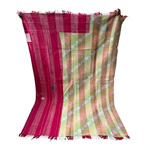 Tela de Algodón Indio Tejida a Mano, Transpirable, con Rayas Florales, Textil Tradicional Multicolor, Tejido a Mano, Étnico Indio, Peso Medio 260 - Product Image 1