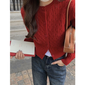 Maglieria donna autunno-inverno nuovo maglione <span class=keywords><strong>Cardigan</strong></span> Twist con volant tessitura a maglia stile <span class=keywords><strong>College</strong></span> coreano - Product Image 2