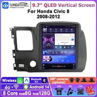 Autoradio 9,7 pouces pour Honda Civic 8 2005-2012, Apple CarPlay, Android Auto, écran tactile, lecteur multimédia, GPS, navigation, 2DIN