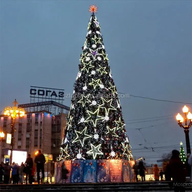 Besar kualitas tinggi dudukan komersil 50 kaki bola raksasa kerucut 3d diy merasa dapat diprogram pencahayaan led pohon Natal tampilan desa