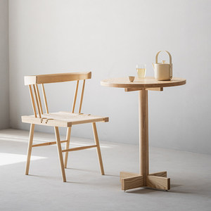 Juego de Mesa de Comedor y Café de Diseño Moderno en Madera de Fresno Sólido para Sala de Estar, Muebles para el Hogar, Personalizable, No Requiere Ensamblaje - Product Image 1