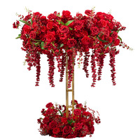 Ensemble de fleurs artificielles rouge vif pour fête de mariage Noël et fête des mères décoration de table romantique fleurs assorties