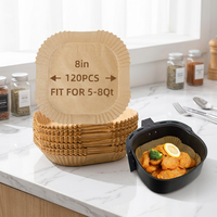 Papiers de cuisson carrés jetables pour friteuse à air, 8 pouces, antiadhésifs, en papier sulfurisé de qualité alimentaire pour paniers de 5 à 8 pintes