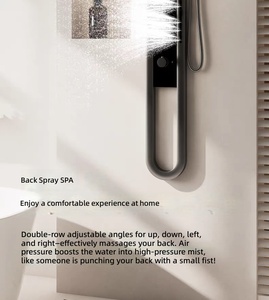 Panneau de <span class=keywords><strong>douche</strong></span> intelligent cascade et pluie, gris bronze de luxe, avec affichage numérique LED hydroélectrique et jets latéraux, vente en gros - Product Image 6
