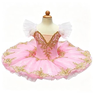 Robe de <span class=keywords><strong>danse</strong></span> de ballet professionnelle à manches bouffantes, col en V, perles, tutu de <span class=keywords><strong>ballerine</strong></span>, jupes de <span class=keywords><strong>danse</strong></span>, costume de scène pour filles - Product Image 4