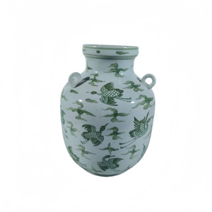 Jarrón de Porcelana Chino Antiguo Hecho a Mano, Ecológico, <span class=keywords><strong>con</strong></span> Boca en Forma de Girasol, <span class=keywords><strong>con</strong></span> Diseño de Aves y Flores, para Decoración del Hogar - Product Image 1