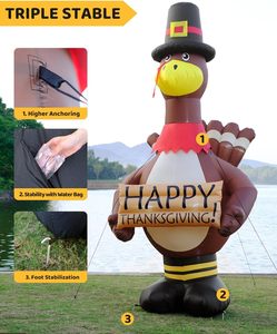 Decoración Inflable Gigante de Pavo de Acción de Gracias de 3.6 m con Luces LED, Diseño de Sombrero de Peregrino Otoñal - Product Image 6