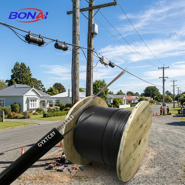 GYXTC8Y Figure 8 Self Supporting Aerial Fiber Optic Cable Central Loose Tube Single Mode Outdoor for FTTH Communication Cables