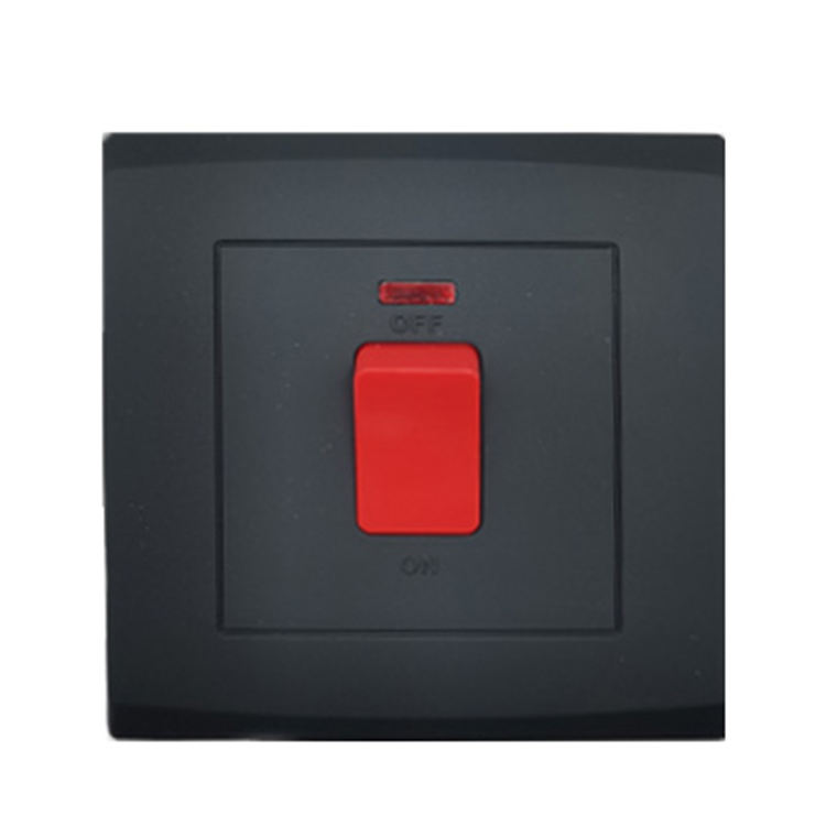 UK Black 20A Dp Water Electric Heater Socket With Neon Indicator