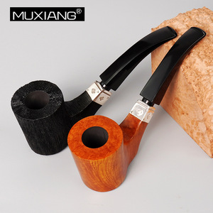 MUXIANG Tobacco Pipe Bent Type Solid Wood 3mm Filter Men's Smoking Pipe - Product Image 1