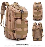 Sac à dos de randonnée unisexe 3P camouflage de terrain, décontracté, pour voyage, camping, sports de plein air, alpinisme, tactique, respirant