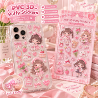 Autocollants 3D gonflés personnalisés en gros, feuilles d'autocollants mignons de dessins animés, étiquettes décoratives auto-adhésives DIY Kawaii pour cadeaux d'enfants