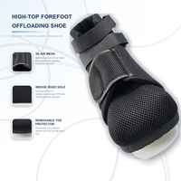 Botte de récupération post-opératoire pour l'avant-pied avec protection d'orteil amovible, doublure en maille, double sangle et fermeture auto-agrippante réglable