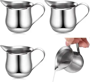 Creamer Pitcher Bell Shaped Creamer 3 Ounce Espresso Pouring Cup Stainless Steel Creamer Pitcher Mini Stainless Steel Pitcher