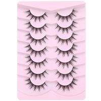 ISABELLA V09 Cils Anime en Cheveux Synthétiques, Effet Naturel, Pointes Effilées, Style Féerique Gyaru, Faits à la Main, Réutilisables, Bande en Coton, Pack de 7 Paires
