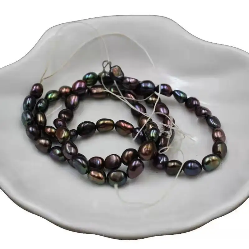 Dyed Black Pearl Strand Chinese Cultured BaroqueNugget真珠5-6ミリメートルFreshwater Pearl StrandためJewelry Making