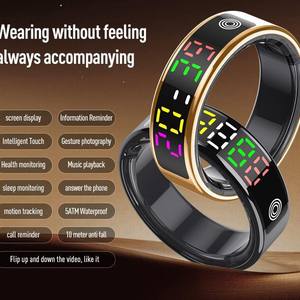 디스플레이가 있는 스마트 링 R9 플러스 방수 터치 LED 디스플레이 심박수 스마트 피트니스 트래커 링 제조업체 - Product Image 4