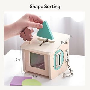 Bằng gỗ cho hộp khóa Montessori Câu Đố Cube móc/chuỗi/trượt Bolt 3 loại ổ khóa STEM học tập đồ chơi cho trẻ em giáo dục - Product Image 4