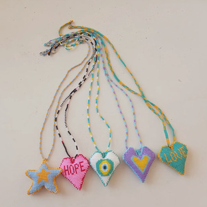 <span class=keywords><strong>Collana</strong></span> <span class=keywords><strong>con</strong></span> Ciondolo a Cuore in <span class=keywords><strong>Perle</strong></span> e Catena in Bambù Intrecciata a Mano, Colore Dopamina, Occhio del Diavolo, Lettere HOPE MAGIC, Collane di Moda <span class=keywords><strong>con</strong></span> Perline - Product Image 2